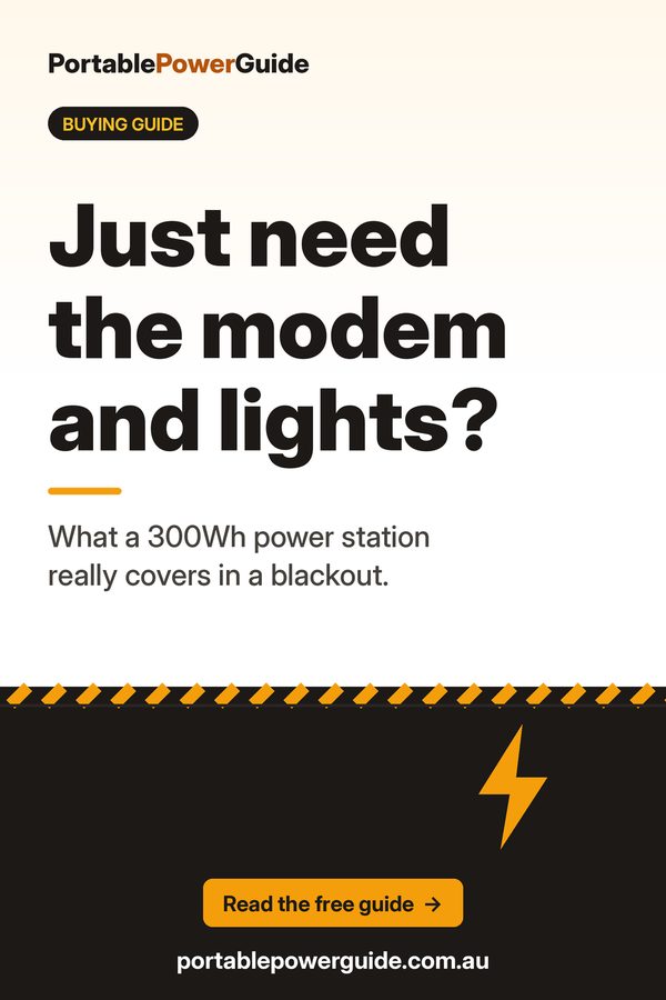 Small station for phones, modem and lights: Portable Power Guide summary graphic